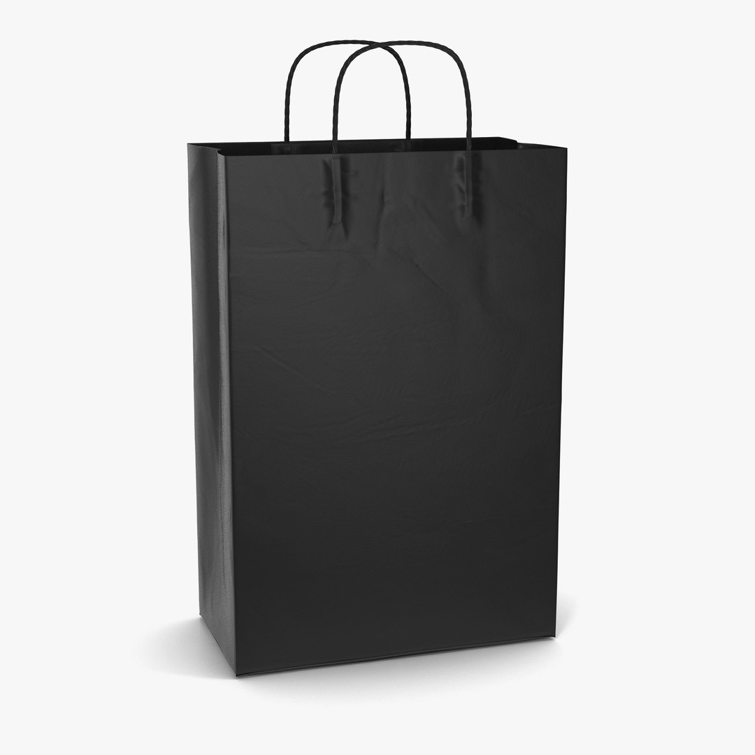 To Go Bag with Handles Black 3D model preview