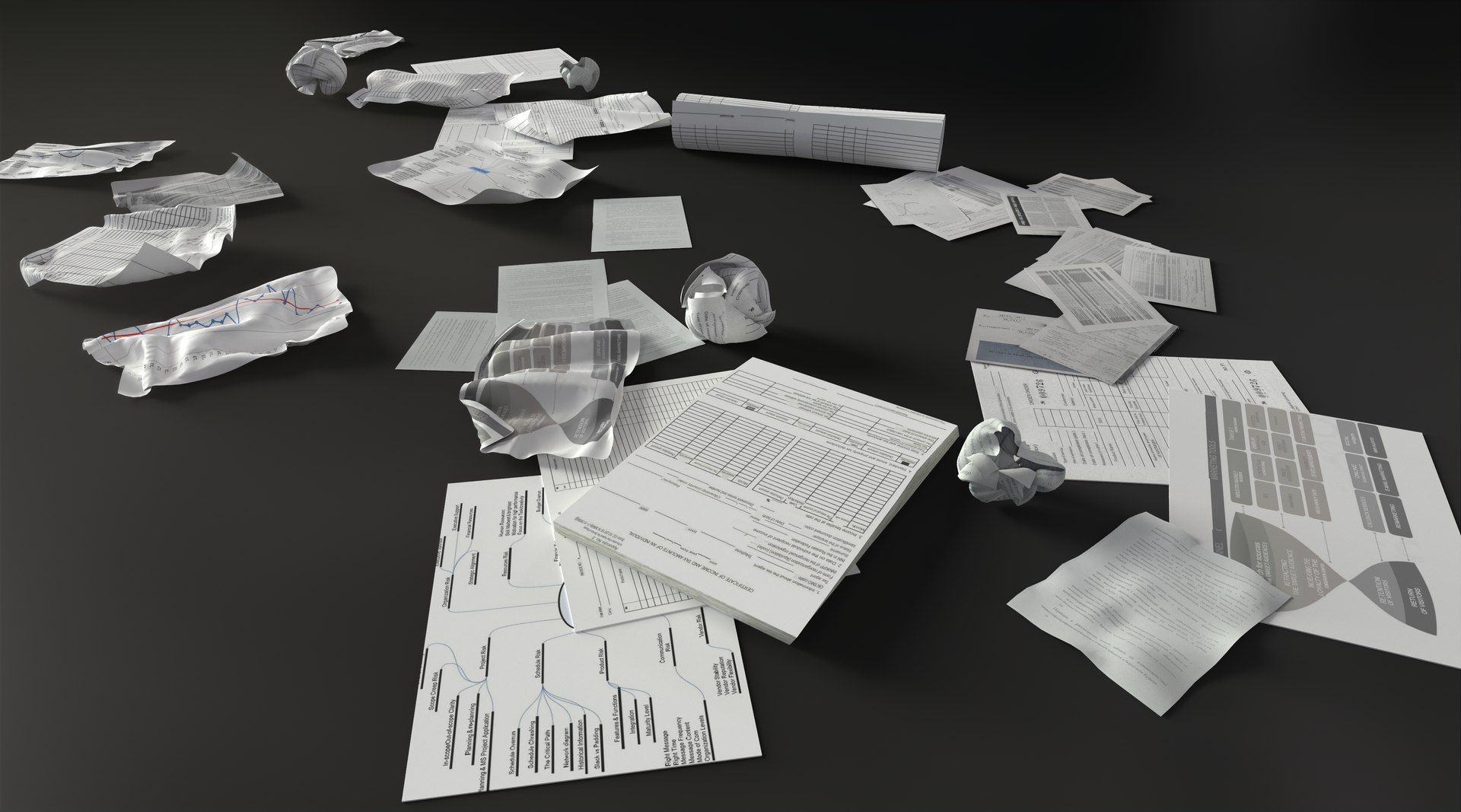 Scattered Paper 3D - TurboSquid 2201114