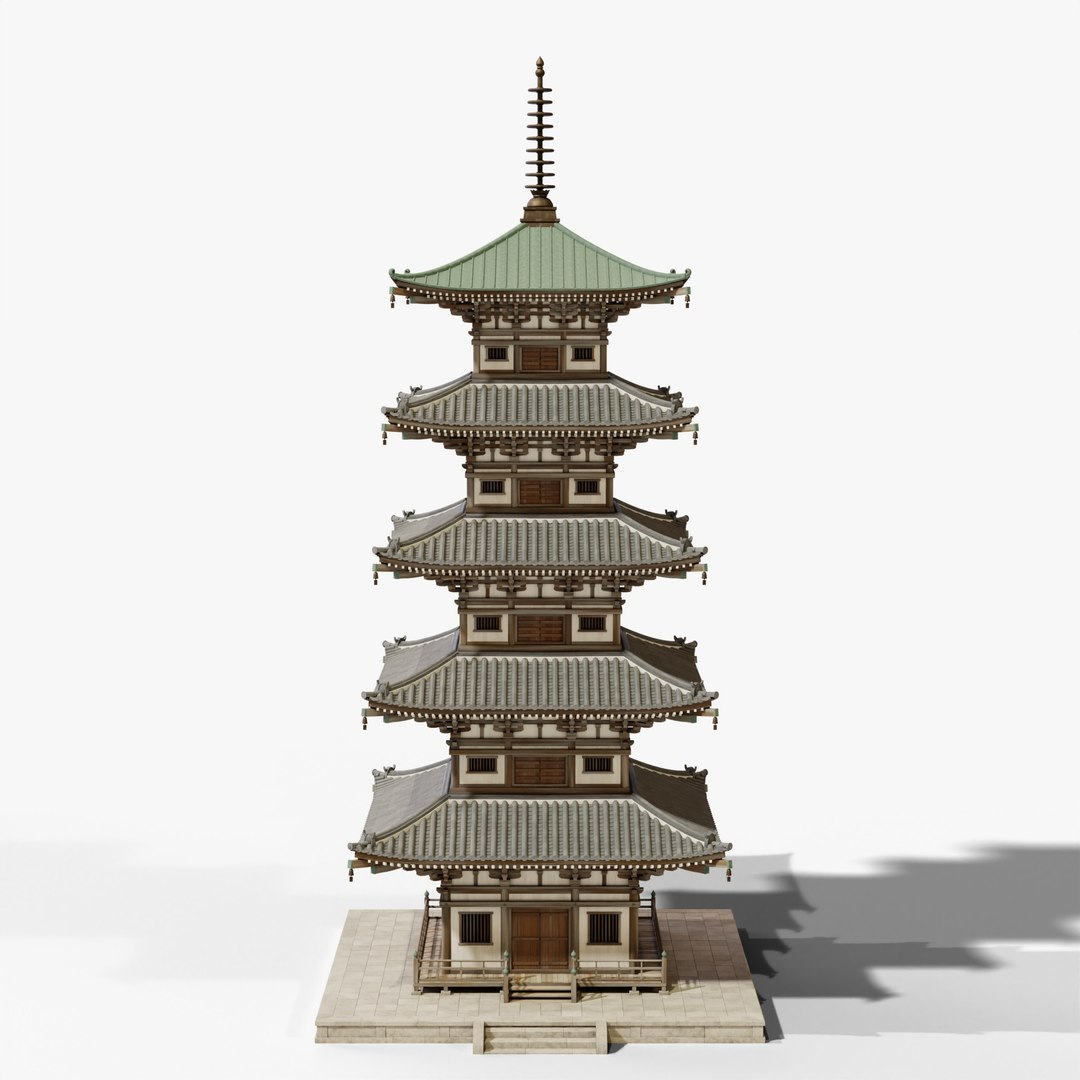 Japanese Five Story Pagoda - Edo Period Buddhist Gojunoto PBR 3D https://p.turbosquid.com/ts-thumb/PY/Z08q2t/0i/07_pagoda_07_front/jpg/1792618566/1920x1080/fit_q87/1539b5931a6c90e7b4787c5d9bfafc085411ec68/07_pagoda_07_front.jpg