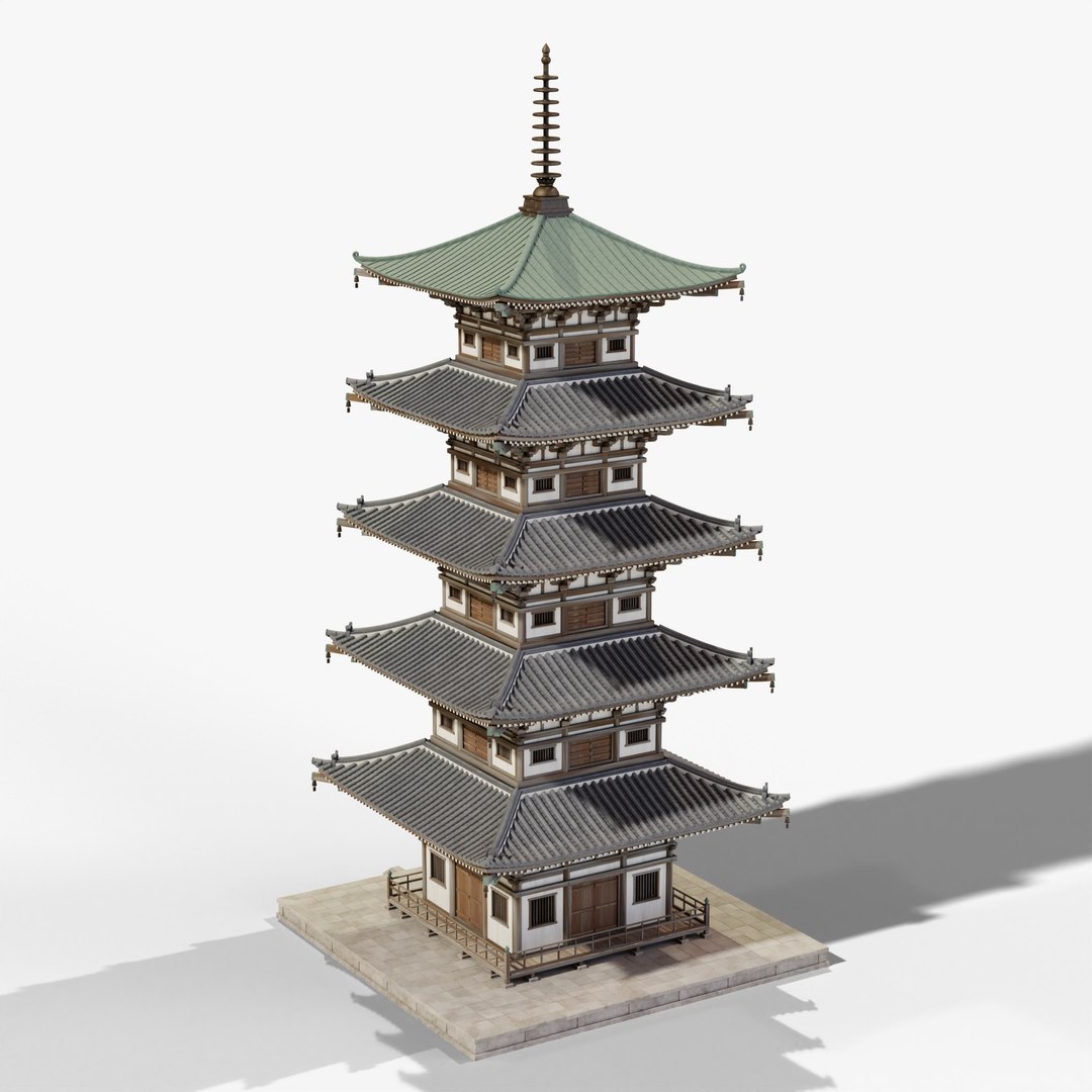 Japanese Five Story Pagoda - Edo Period Buddhist Gojunoto PBR 3D https://p.turbosquid.com/ts-thumb/PY/Z08q2t/U8/05_pagoda_05_back/jpg/1792618550/1920x1080/fit_q87/95f83b01b6294b0f88622783b9dab046dbfa5111/05_pagoda_05_back.jpg
