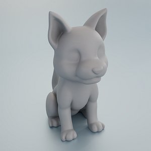 3D Cartoon Dog Figure