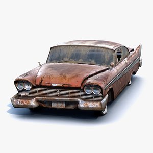 3D low-poly rusty muscle car