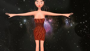 free low poly woman in dress 30