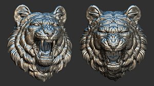 3D model Tiger grin on the wall