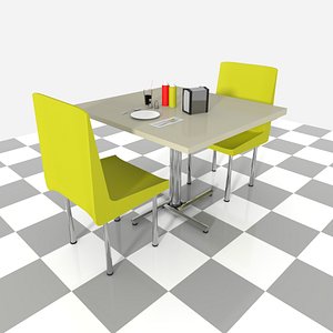 3D booth set dinner table
