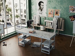 Artist Creative Studio Interior Scene 3D Model