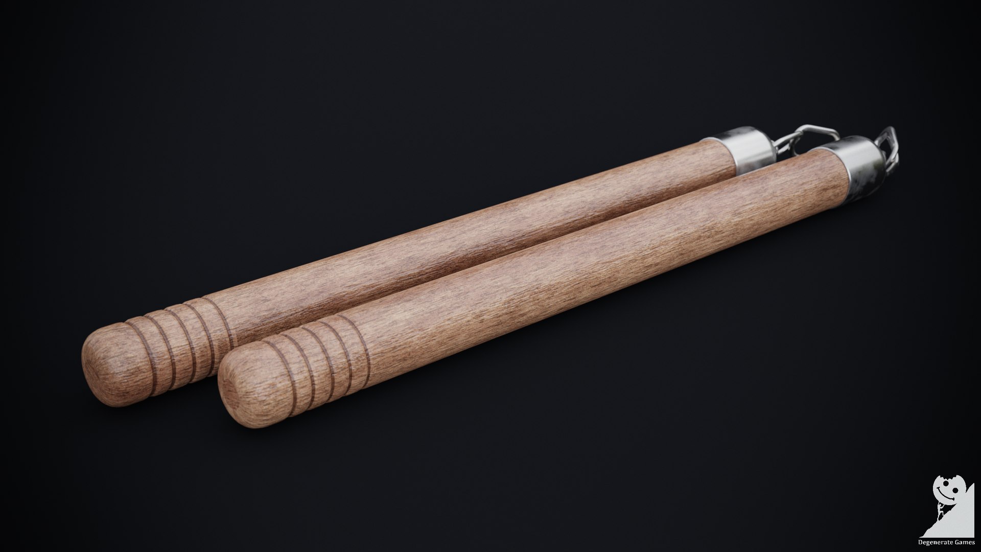 3D melee weapons model https://p.turbosquid.com/ts-thumb/PZ/TYDaWE/IN/nunchuckas1/png/1605225903/1920x1080/fit_q87/de0883380bf8fa515678caac7ae61e5c0a70ff58/nunchuckas1.jpg