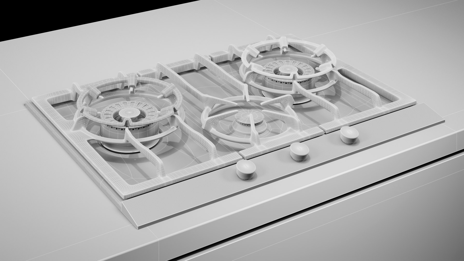 Gaggenau Gas Cooktop Hood 3D Model TurboSquid 1480558