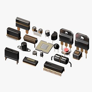 3D model Electronic components chip circuit board