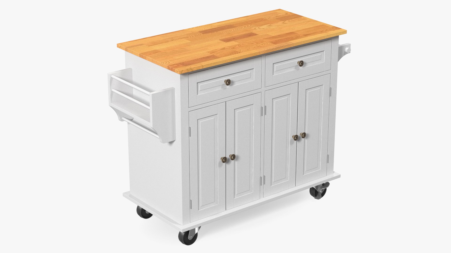 Movable Kitchen Cupboard White 3D model preview