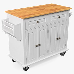 Movable Kitchen Cupboard White 3D model