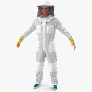 woman beekeeper suit rigged female 3D