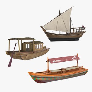 3D Wooden Traditional Boats Collection 2