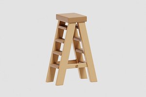 3D Wooden Ladder cartoon