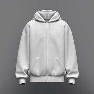 Mens Oversize Front Zip Hoodie 3d Model 3D model