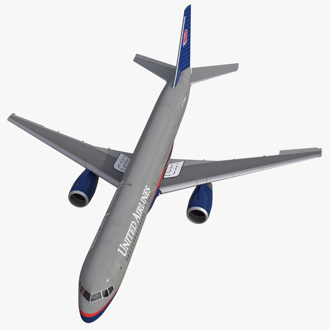 Boeing 757-200 United Airlines Rigged 3D Model 3D model preview