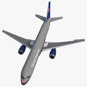 Boeing 757-200 United Airlines Rigged 3D Model
