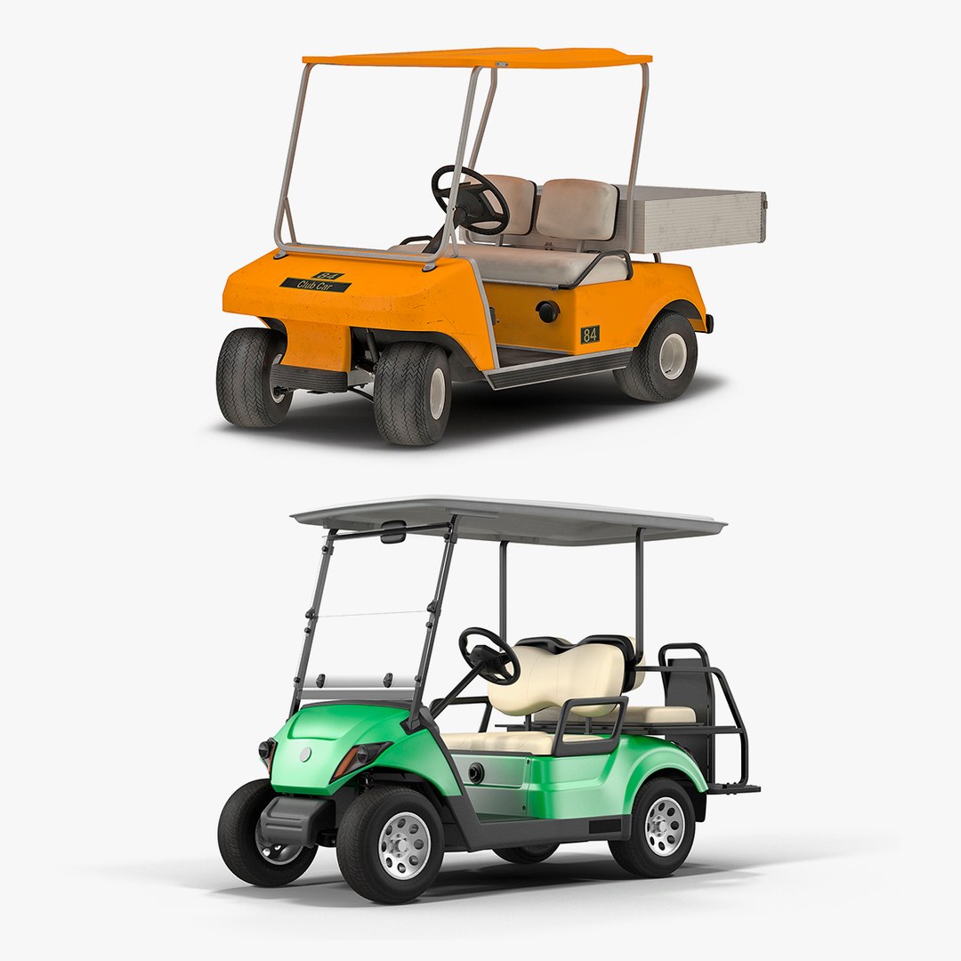 Rigged Golf Carts Collection 3D model preview