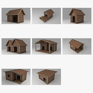 Wooden Dog Houses – High Quality 3D Models (Bundle)