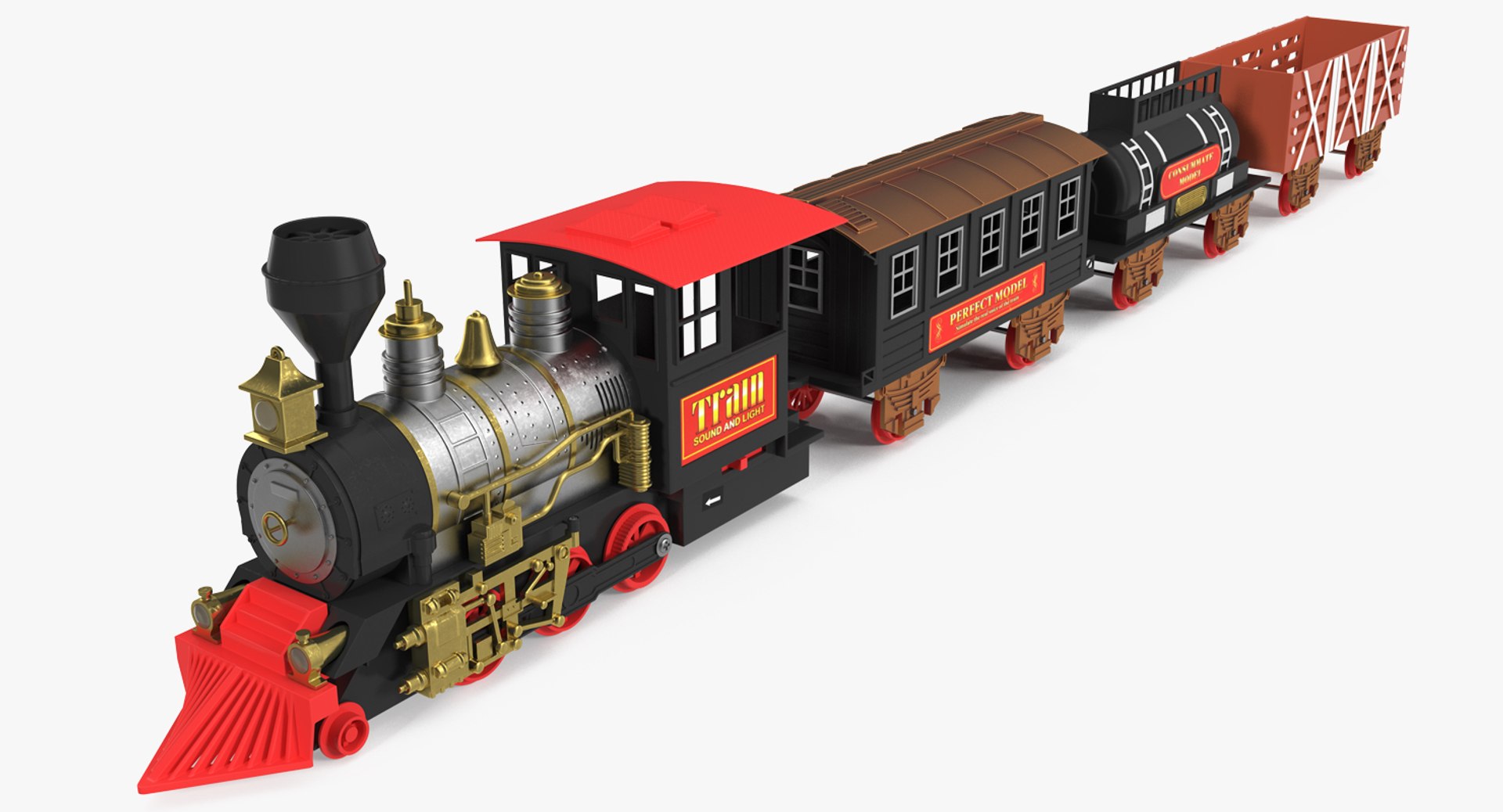 Toy Train with Wagons 3D Model 3D model preview