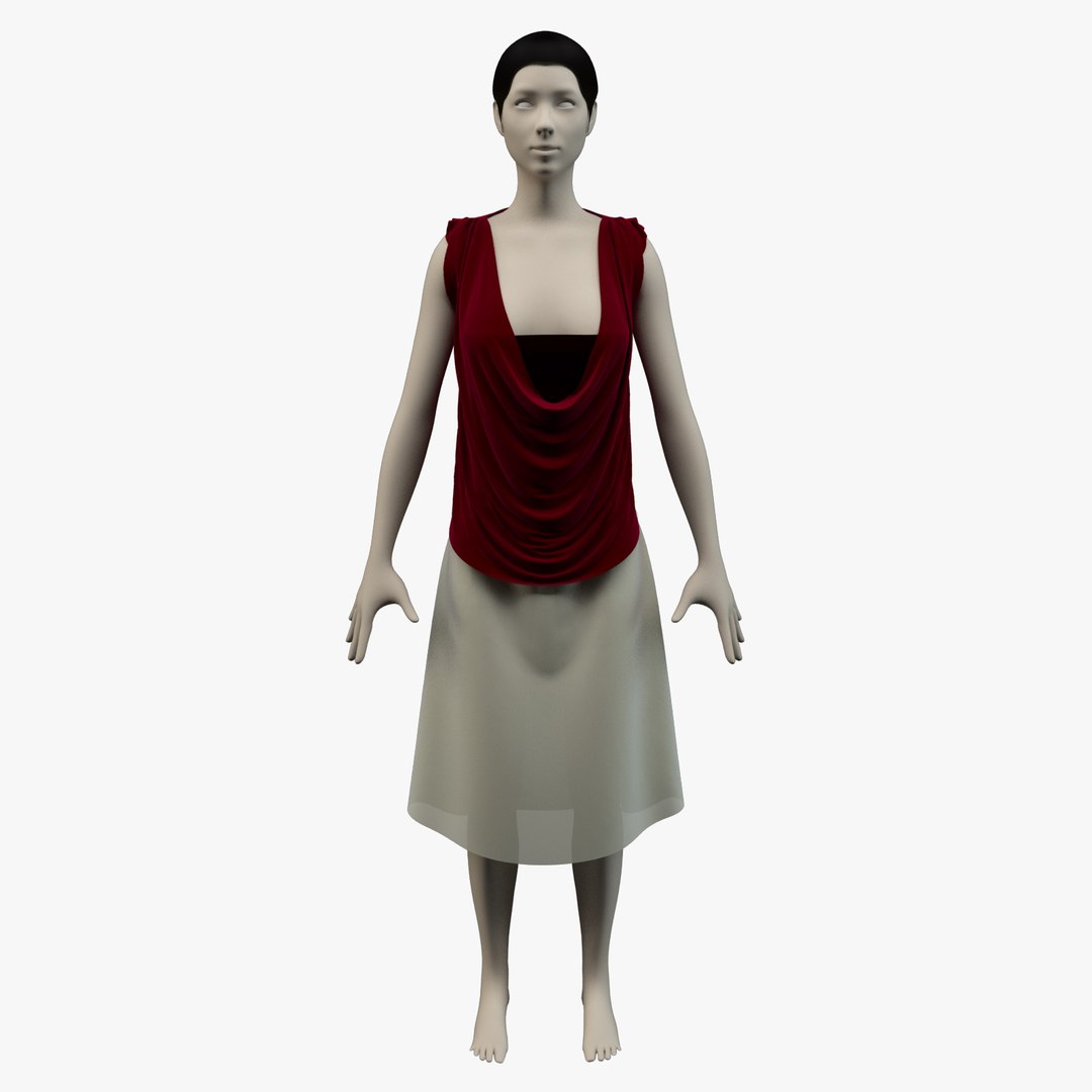 cowl shirt skirt avatar 3d model