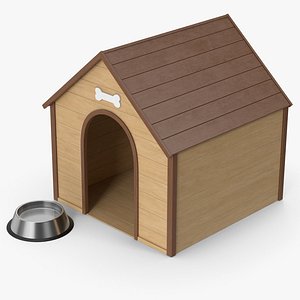Doghouse And Feed Bowl 3D model