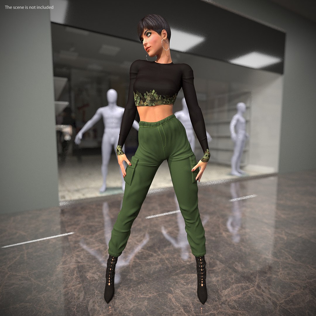 Women in Street Style Clothing 3D model preview