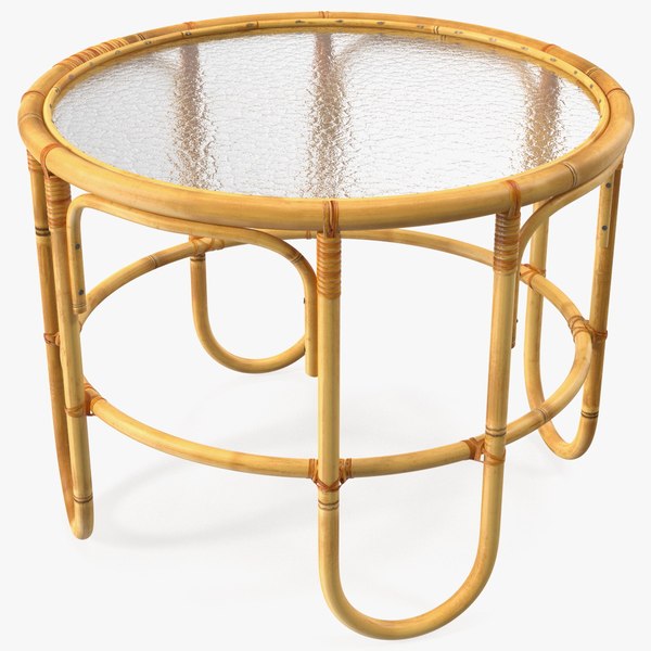 3D Vintage Round Bamboo Coffee Table