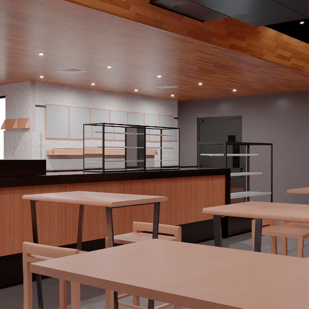 Building with Summer Cafe 3D model preview