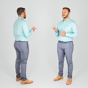 Handsome young man in shirt explaining something 238