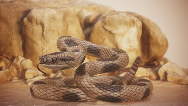 Modello 3D truccato del serpente del re nero del deserto Modello