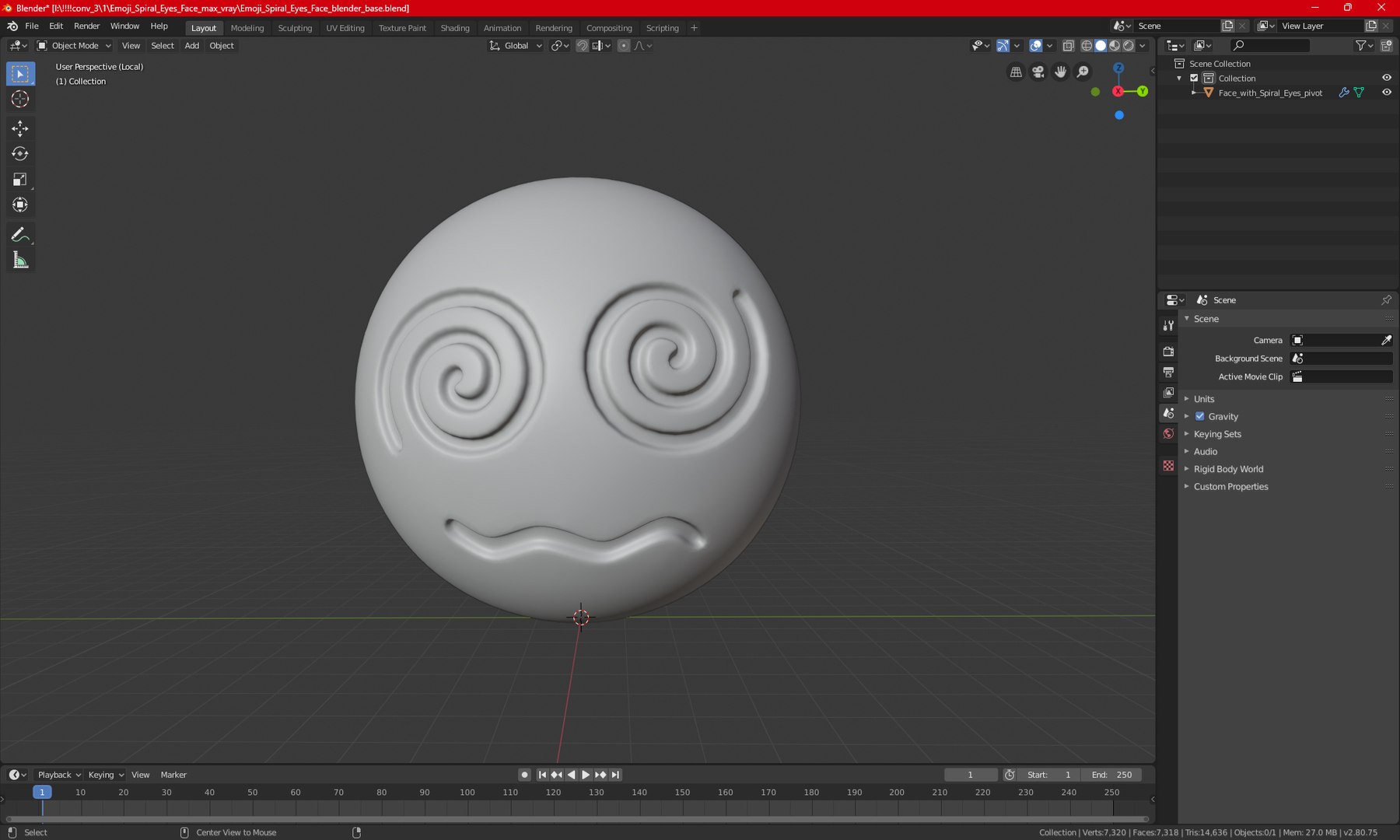 Emoji Spiral Eyes Face 3D Model - TurboSquid 2240513