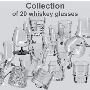 3D Collection of 20 whiskey glasses