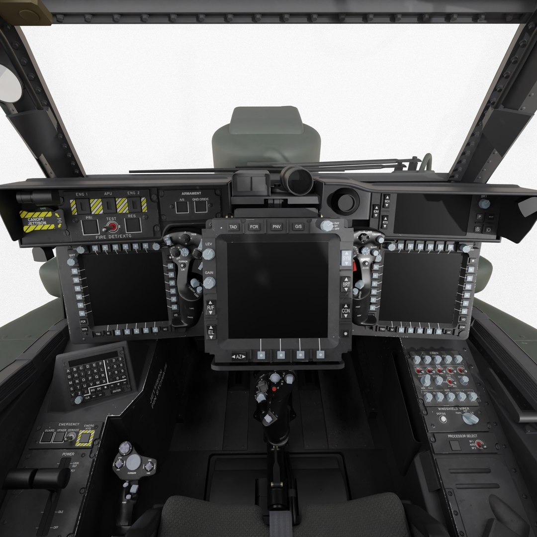 3D Boeing AH-64D Apache Cockpit High Detail model - TurboSquid 1976731