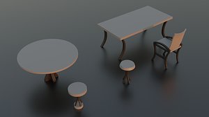 Collection of minimalistic low-poly furniture model