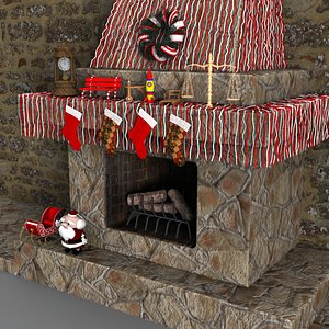 3d christmas fireplace