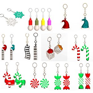 Christmas Decor Gifts and Keychain Models Collection 3D