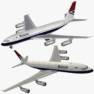 b 707-300 british airways 3d model