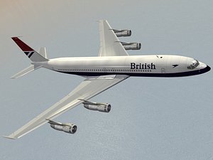 b 707-300 british airways 3d model