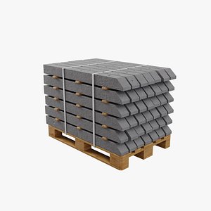 3D Concrete Spurs on Wooden Pallet model