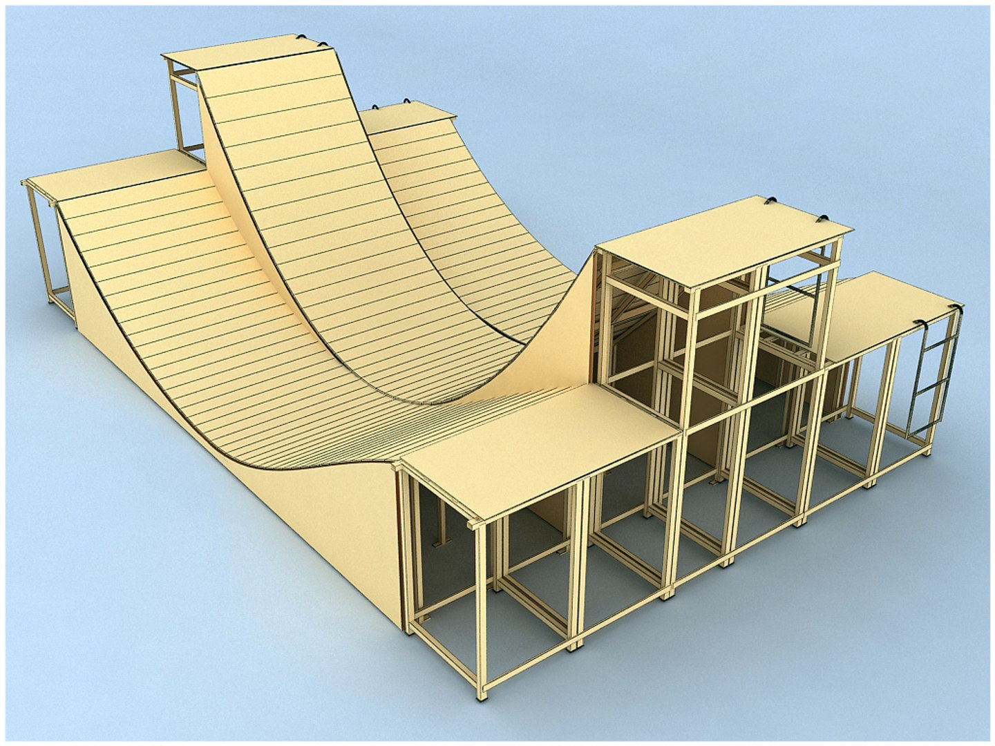 3ds max skate ramps - half