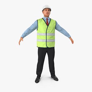 Construction Architect in Yellow Safety Jacket 3D Model