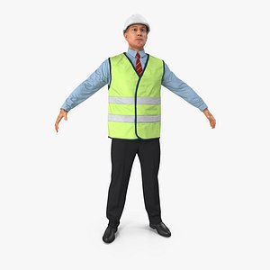 Construction Architect in Yellow Safety Jacket 3D Model