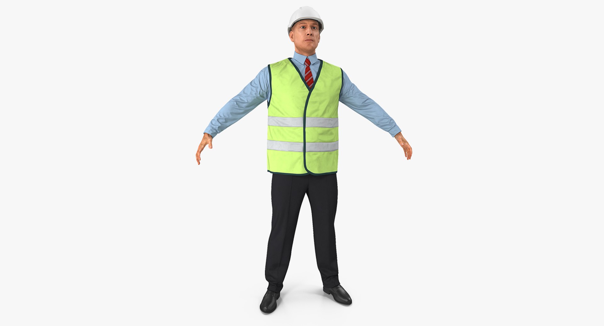 Construction Architect in Yellow Safety Jacket 3D Model 3D model preview