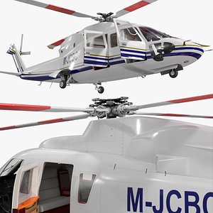 Sikorsky S-76 Twin-Engine Helicopter White Rigged 3D model