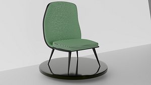 3D Green Upholstered Striped Chair Chair model