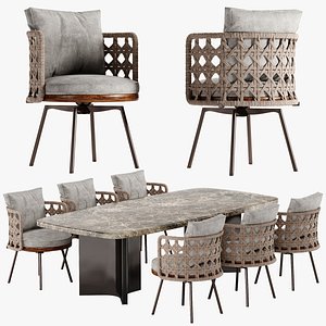 3D Minotti TorII Nest chair Marvin table set model