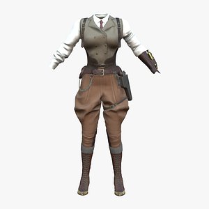 Officer Western Expeditor Archaeologist Explorer Pants Full Outfit 3D model