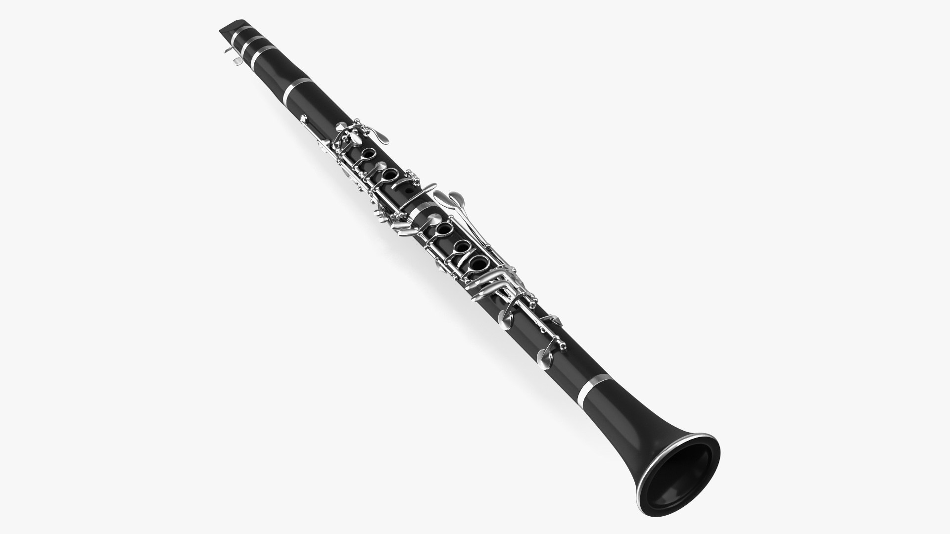 Clarinet With Silver Keys 3D model preview