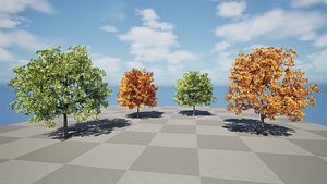 Low Poly Plane Tree - Green and Fall Foliage with Free Tutorial 3D